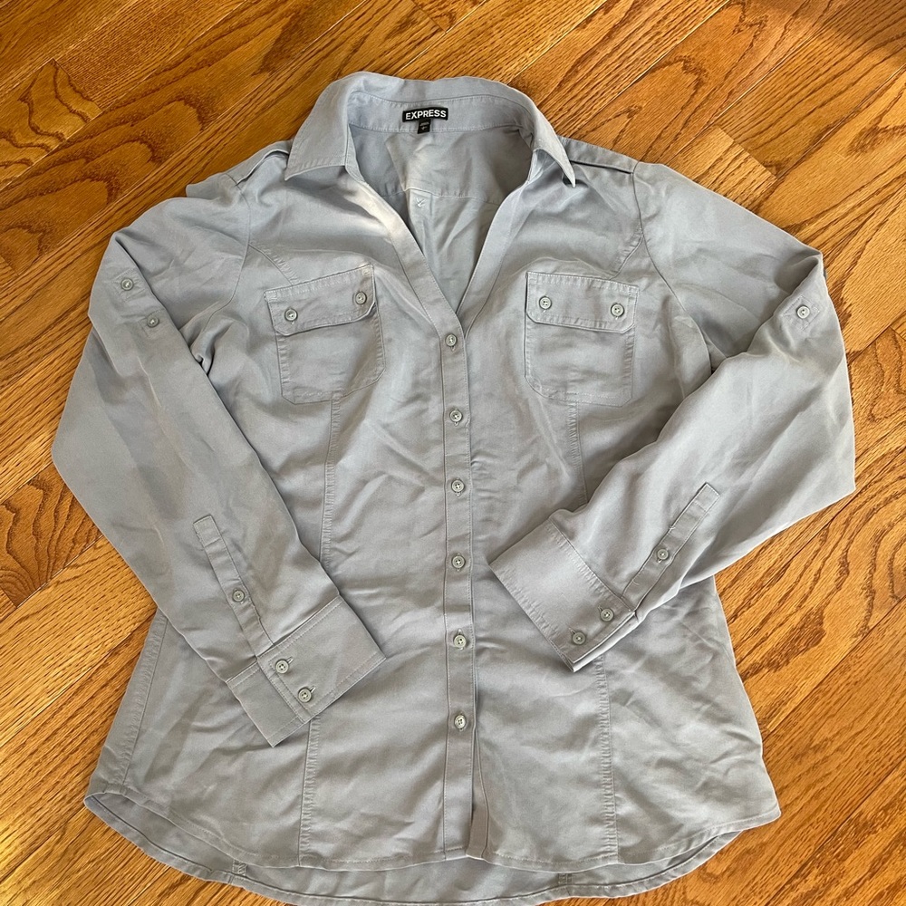 Express Gray Button Down - image 4